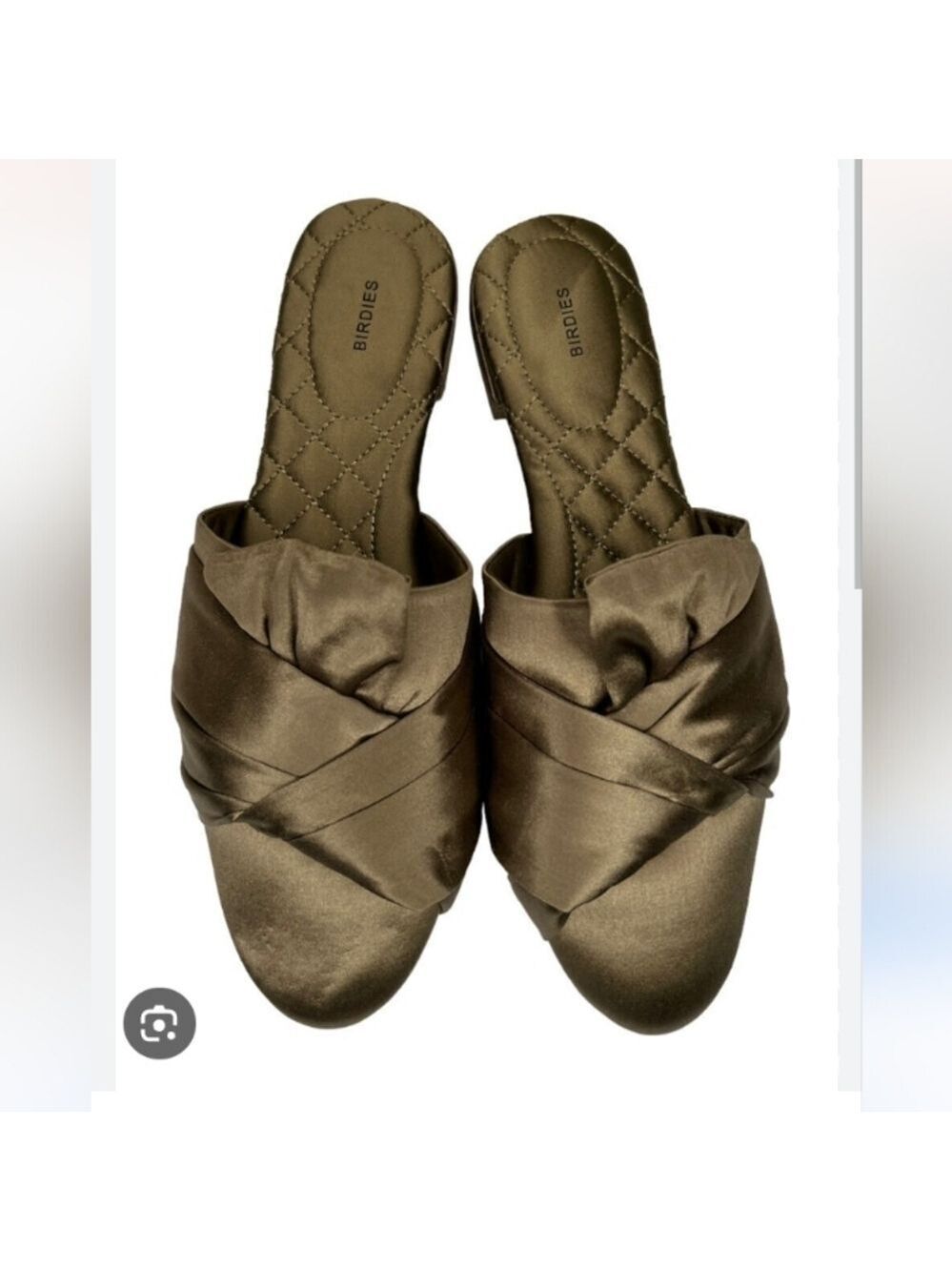 Birdies The Songbird Satin Mule Khaki Green NIB